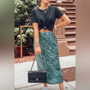 A New Day | Snake Pattern Silk Maxi Skirt Green Women’s Large